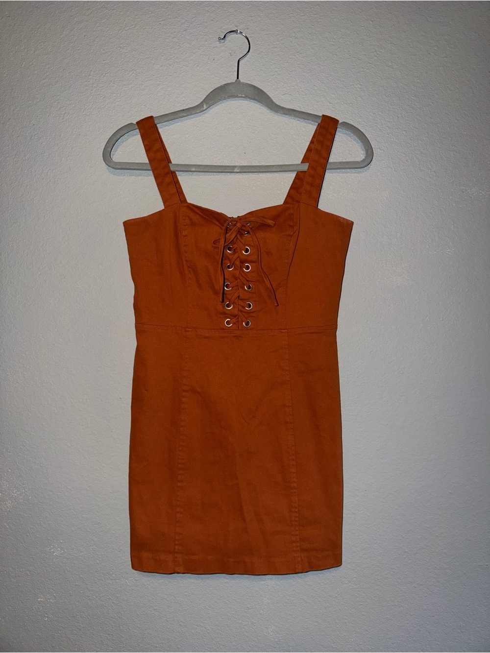 Tularosa Rust Lace-Up Mini Dress